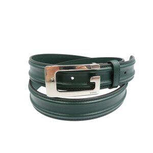 Gucci G Buckle Size 95 Leather Green Belt 0368